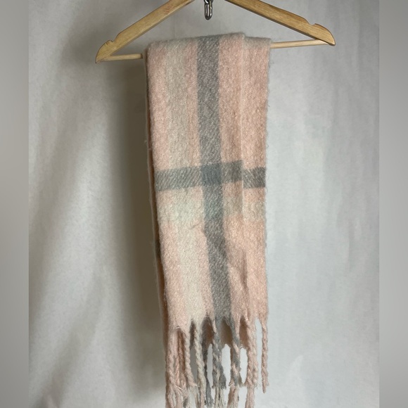 Steve Madden Pink and Gray Plaid Scarf - Picture 3 of 5